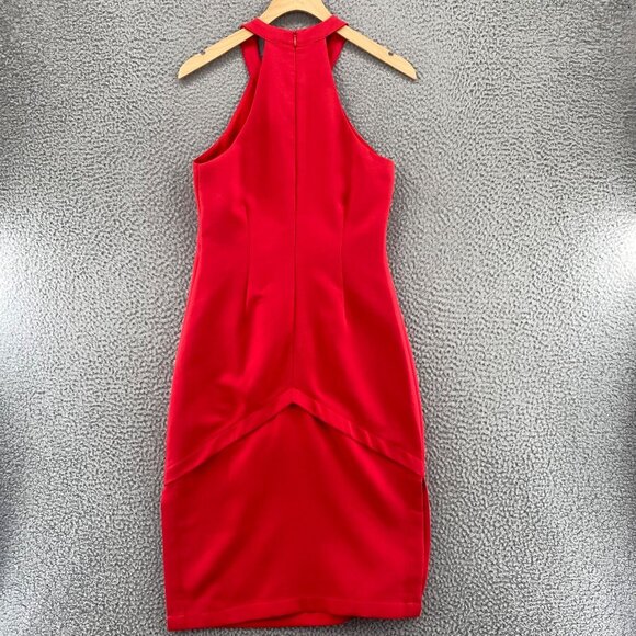 JOA Dress Womens Small Red Sheath Halter Cut Out Knee Length Side Slit Office* - Picture 3 of 10